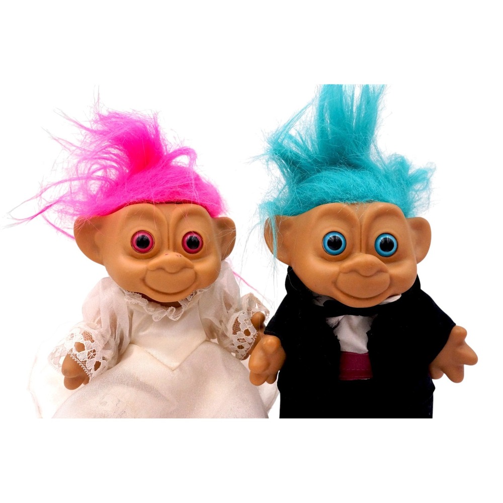 Vintage Troll Dolls Wedding Lot 16 Russ Bride Groom Mixed Colors - Picture 4 of 13